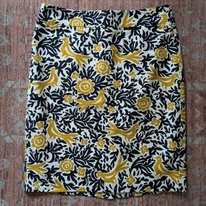 Ann Taylor Bird Print Pencil Skirt Size 10